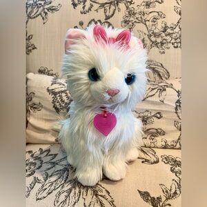 Animagic Sparkle ~ Adorable White and Pink Stuffed Animal Cat